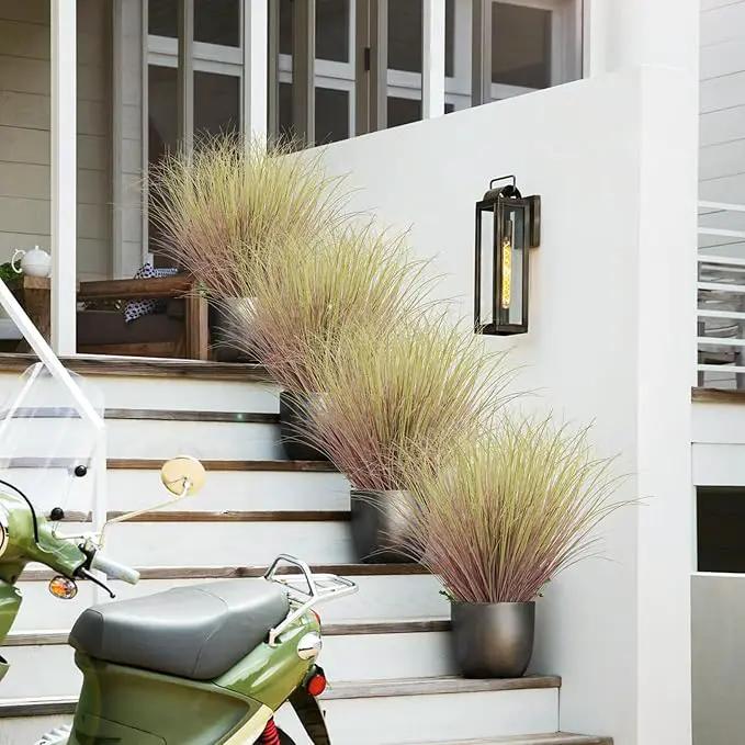 24Pcs Artificial Grass Plants, Faux Shrubs Wheat Grass, Artificial Tall Grass Fake Plants for Outdoor Decor,Artificial Greenery Stems Weed for Room Indoor Home Decor（Light Purple） by GreenHaven Gardens