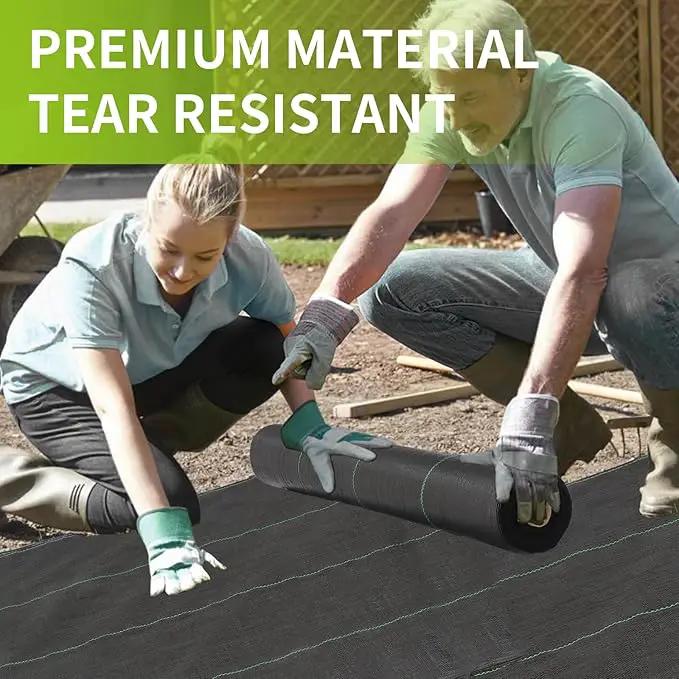 3x100ft 3.2OZ, Weed Barrier Landscape Fabric Heavy Duty, Woven Weed Control Fabric, High Permeability Good for Flower Bed, Geotextile Fabric Underlayment, Driveway (2.6ft*100ft) by GreenHaven Gardens