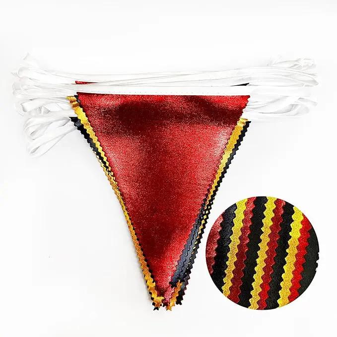Red Black Gold Party Decorations Metallic Fabric Triangle Pennant Banner Flag Bunting Garland for Graduation Birthday Anniversary Pirate Poker Casino Las Vegas Christmas Holiday Party Supplies by GreenHaven Gardens