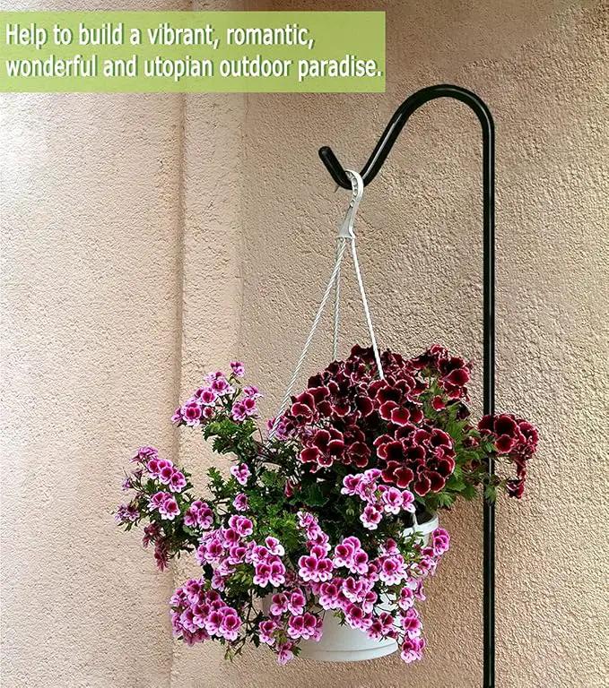 Garbuildman 76 Inch Tall Shepherd Hooks with 5-Forked Base, Adjustable Heavy Duty Bird Feeder Pole Stand Hanger for Outdoor, Shiny Black, 2 Pack by GreenHaven Gardens