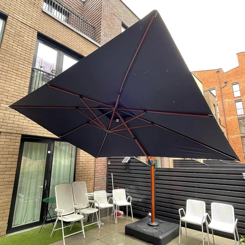 PURPLE LEAF Umbrella 9' X 12' Double Top Deluxe Rectangle Patio Umbrellas Offset Hanging Umbrellas Cantilever Umbrella, Spectrum Indigo by GreenHaven Gardens