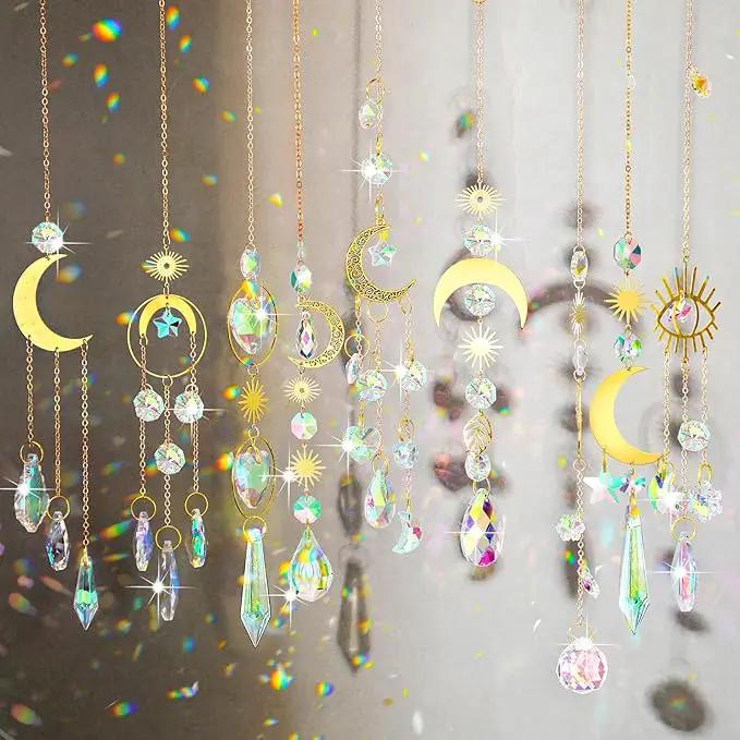 Maitys 10 Pcs 6 Pcs Crystal Suncatcher Sun Catchers Indoor Window Hanging Sun Catchers with Light Catcher with Prisms and Agate Slices for Indoor Outdoor Home Garden Wedding Decor (Stylish) by GreenHaven Gardens
