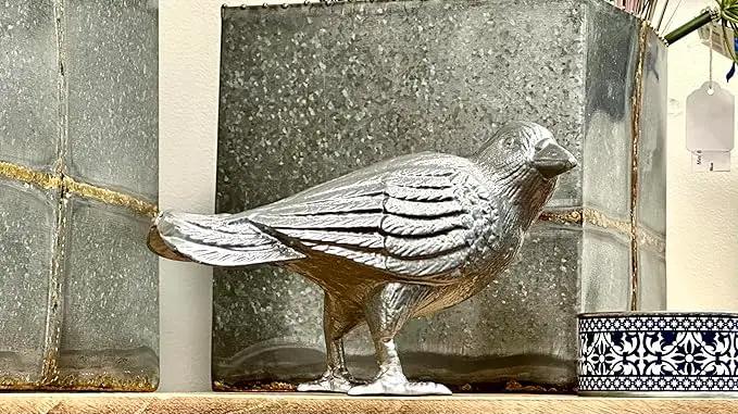 NACH Cast Iron Crow Statue, Head to Side Raven, Large Garden Statues, Crow Garden Sculpture, Bird Figurines Home Decor, Raven Decor, Antique Metal Bird Statue, 4 x 11 x 6.5 inches, JS-90-7115AM by GreenHaven Gardens