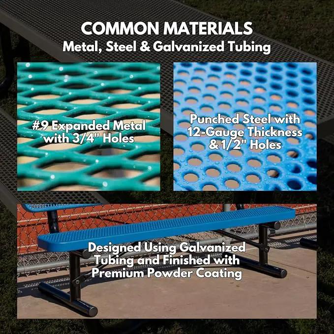 Coated Outdoor Furniture Heavy-Duty Outdoor Bench Thermoplastic Coated, Expanded Metal, Commercial-Grade Seating, Made in America (Surface with Back, 6 Ft, Textured Grey) by GreenHaven Gardens