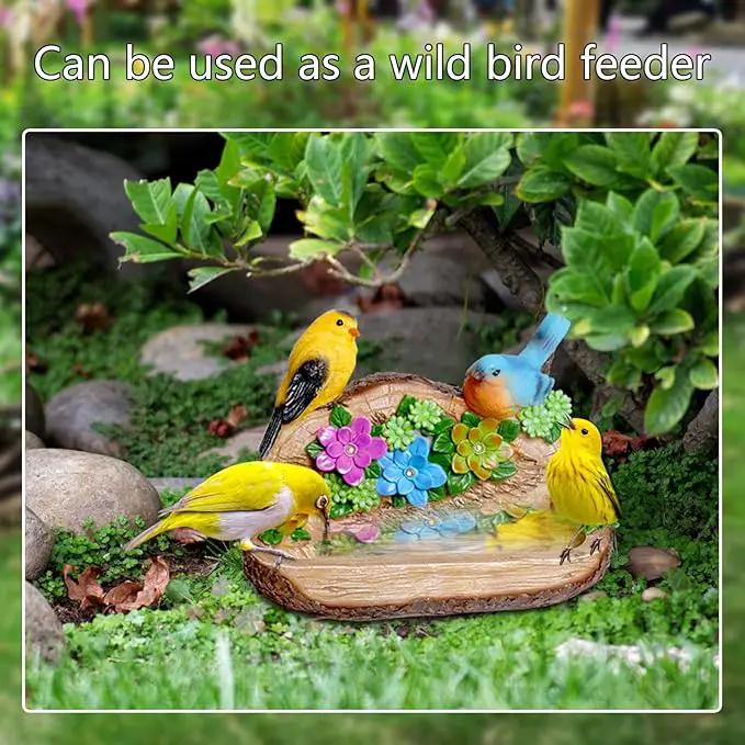 Gifts for Mom Solar LED Light Bird Statue Garden Art Decorations Balcony Bird Feeder Resin Stone Sculptures Women's Succulent Night Lights by GreenHaven Gardens