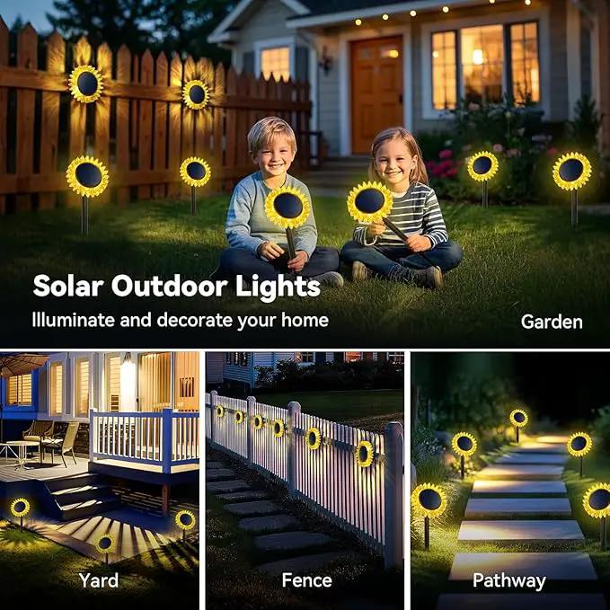 Hogni Solar Pathway Lights - 2 Pack LED Sunflower Garden Light, Waterproof Outdoor Decor for Wall, Lawn, Yard, Walkway, Patio, Landscape by GreenHaven Gardens