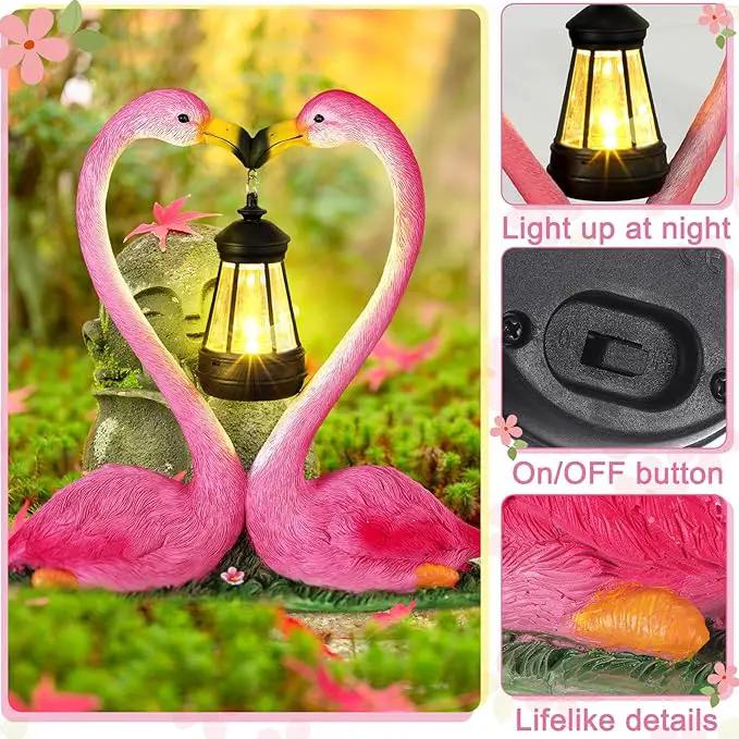 Kiss Flamingo Statue Garden Decor with Solar Lights LED Outdoor Decoration Figurines for Yard Patio, Porch, Home, Flamingo Gift for Mothers Day, Women, Mom, Grandma Anniversary Couple Wife by GreenHaven Gardens