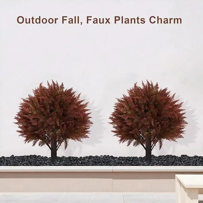 24" Artificial Cedar Topiary Ball Bushes, Set of 2 UV Resistant Fake Trees Outdoor Shrubs with Stake, Weatherproof Faux Plants for Planter, Front Porch, Garden, Yard, Patio Fall Decor by GreenHaven Gardens