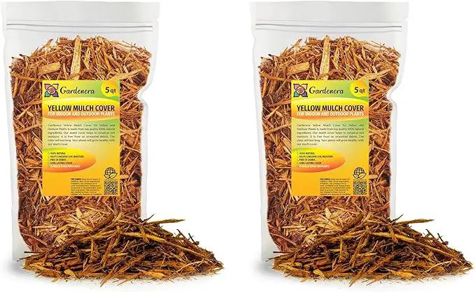 Yellow Mulch - Retain Moisture and Suppress Weeds for a Thriving Landscape - 10 QUARTS by GreenHaven Gardens