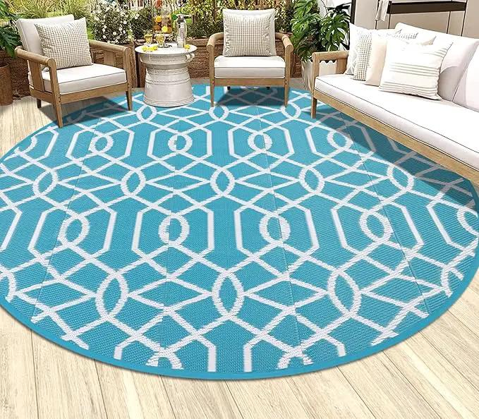 HEBE Outdoor Rug 8ft for Patios Waterproof Clearance Reversible Patio Mat Plastic Straw Rug RV Camping Mat Outside Area Rug Carpet for Camping RV,Porch,Deck,Balcony,Camper,Backyard by GreenHaven Gardens