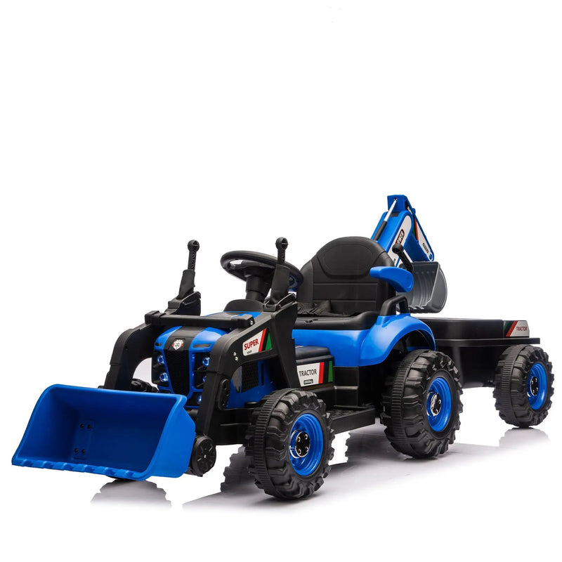 24V Kids Ride-On Electric Tractor Toy with 4-in-1 Construction Attachments by HouseOfZazla