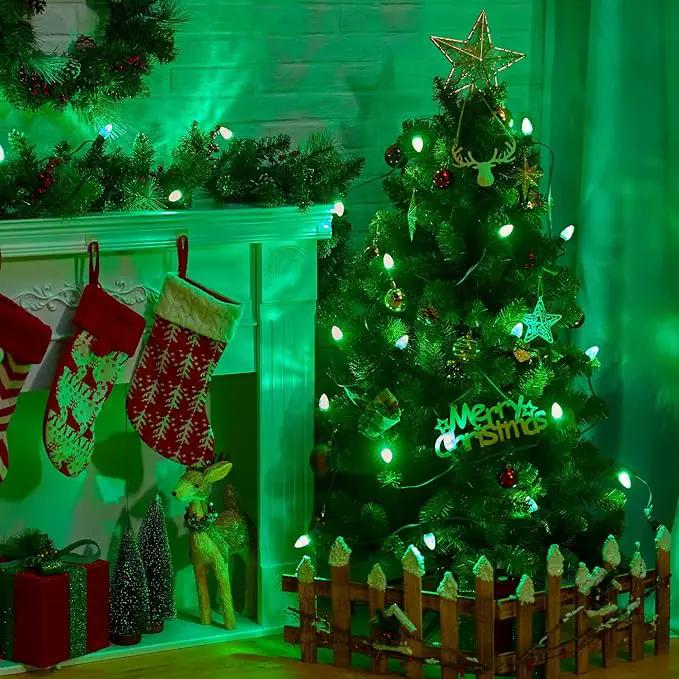 Green C7 LED Christmas String Lights, 25FT Shatterproof Christmas Lights with 25+1 Bulbs, Outdoor String Lights for Christmas Tree Patio Roofline Garden Yard Party Backyard Holiday Decorations by GreenHaven Gardens
