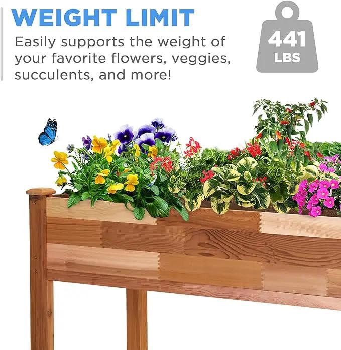 Jumbl, Cedar Raised Garden Bed, Elevated Wood Planter for Growing Fresh Herbs, Vegetables, Flowers, Succulents - 72x23x30” by GreenHaven Gardens