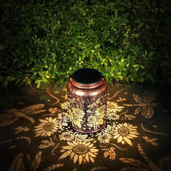 Solar Lanterns, Hanging Solar Lights for Outside, Dragonfly Sunflower Outdoor Lantern, Waterproof Garden Decor for Porch, Yard, Deck, Lawn, Backyard, Patio, Tabletop, Pathway, Landscape by GreenHaven Gardens