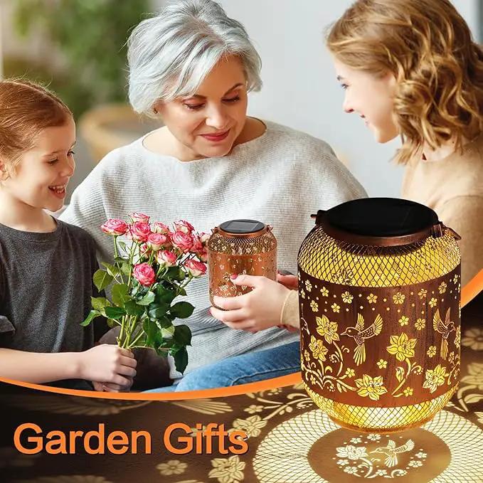 Hummingbird Solar Lanterns Outdoor Waterproof Garden Decor Birthday Gifts for Women Mom Grandma, Hanging Solar Lights Metal Lantern Decoration Outside for Yard, Patio, Backyard, Porch by GreenHaven Gardens
