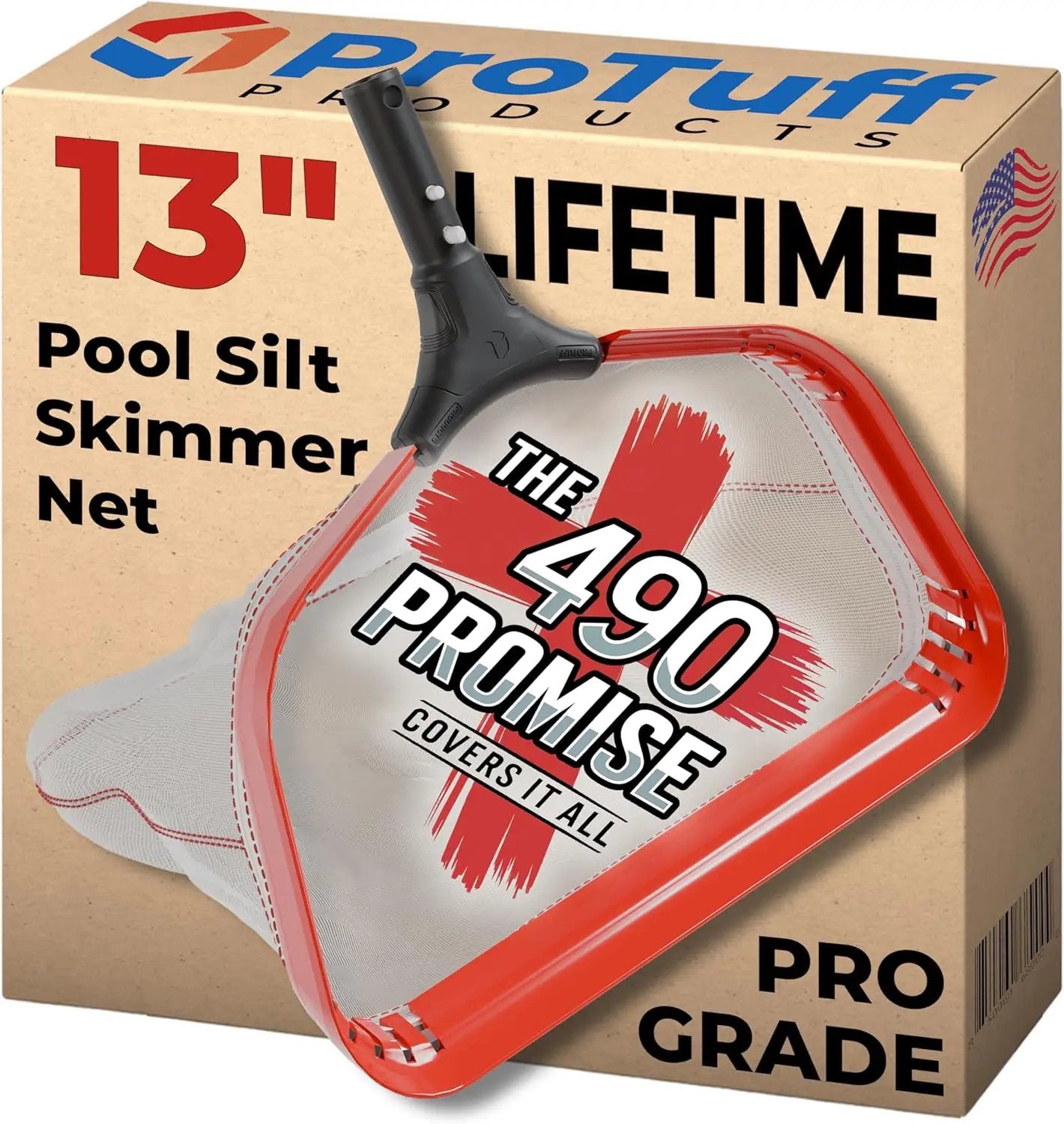 ProTuff 13" Spa Silt Net for PROS – “490 Promise” Unlimited, Unconditional Replacement - Heavy Duty Ultra Fine Mesh Silt & Sand Skimmer Cleans 3X Faster Than Vacuum - 13 inch Leaf Rake Bag for Pollen by GreenHaven Gardens