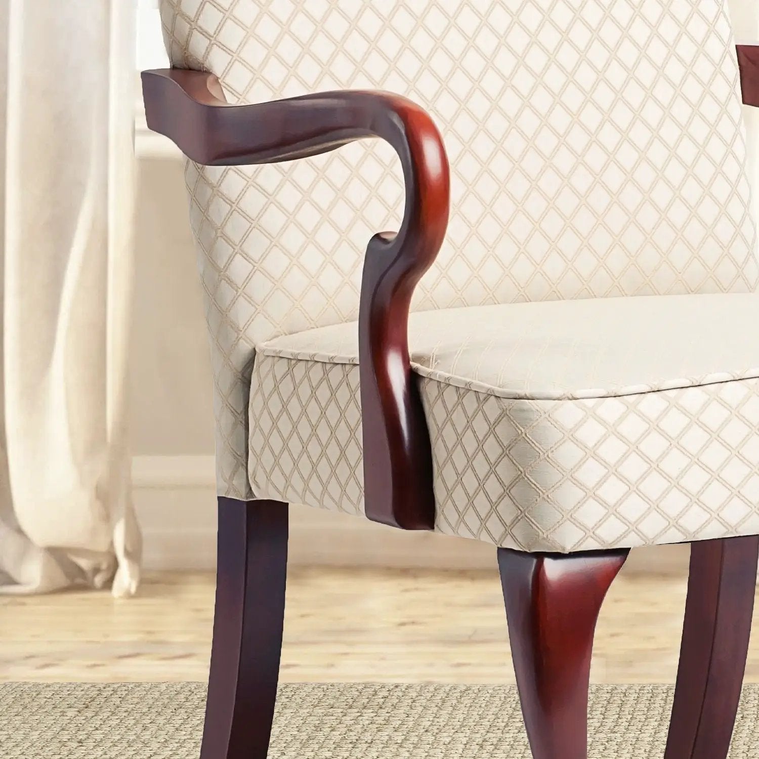 Delaney - Elegant Gooseneck Arm Chair With High Back by HouseOfZazla