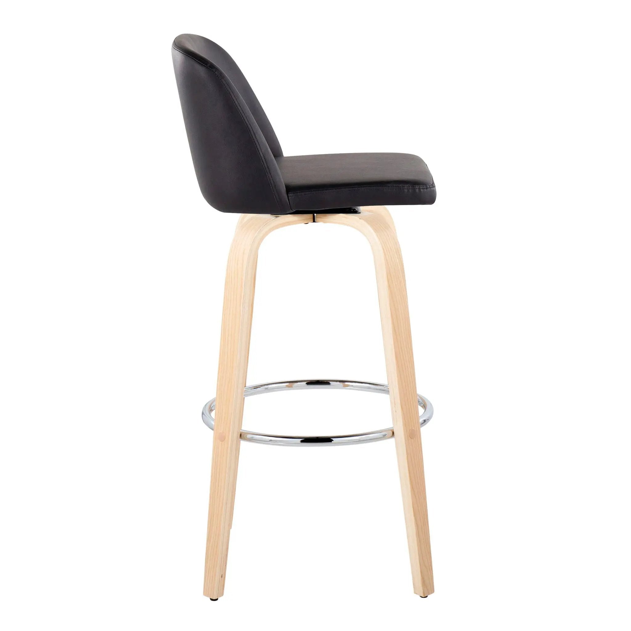 Toriano - Contemporary Fixed Height Barstool & Swivel With Round Footrest (Set of 2) by HouseOfZazla