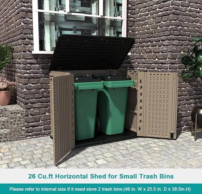 KINYING Outdoor Storage Shed - Horizontal Storage Cabinet Waterproof for Garden, Patio, Backyard, Storage Box for Easy Storage of Garbage Cans, Tools, Lawn Mower, 35 Cubic Feet,Dark Brown by GreenHaven Gardens