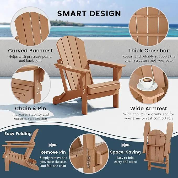 Westin Outdoors Laguna WO Home Outdoor Adirondack Folding Chair Lounger Seat Traditional Retro Home Furniture for Beach, Balcony, Backyard, Lawn, Patio, Pool, Deck, Garden (Teak) by GreenHaven Gardens