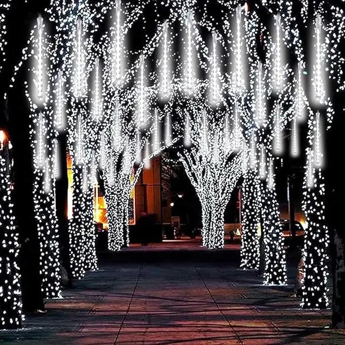 2-Pack Meteor Shower Christmas Lights Outdoor Decorations, Extendable Tree Lights Waterproof 16 Tubes 384 LEDs Falling Rain for Holiday Outside Decor Yard House Xmas Tree (Cool White) by GreenHaven Gardens