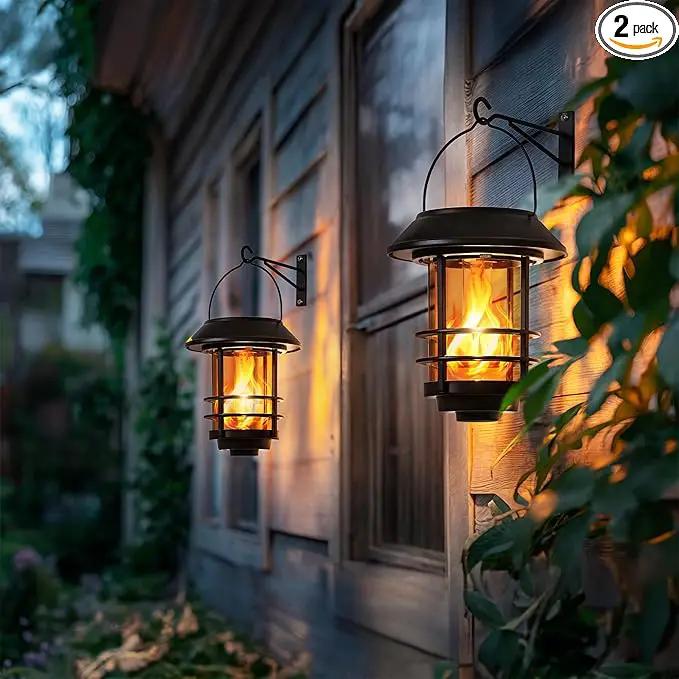 Otdair Solar Wall Lantern Outdoor, Flickering Flames Solar Sconce Lights Outdoor, Hanging Lamps Wall Mount for Front Porch, Patio and Yard, 2 Pack by GreenHaven Gardens