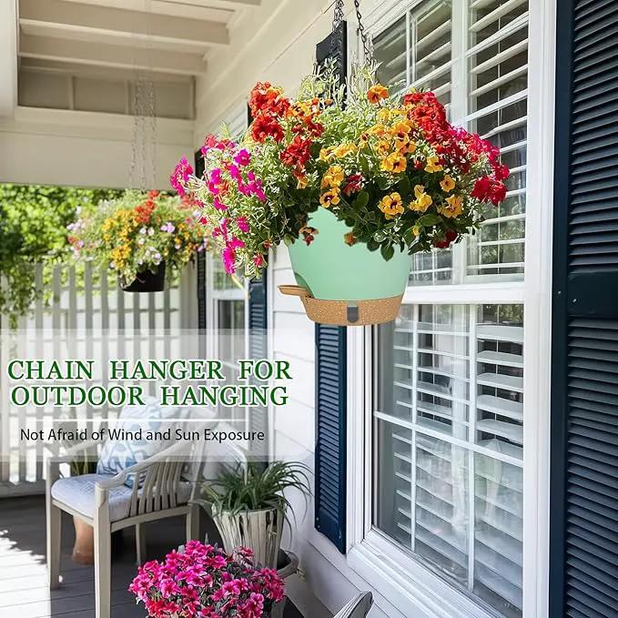 Hanging Planter for Indoor Plants 8 Inch, 2 Pack Self Watering Hanging Baskets for Plants, Hanging Flower Pots with Drainage Hole & 2 Kinds of Plant Hangers for Garden Home Decor (Green, 8 inch) by GreenHaven Gardens
