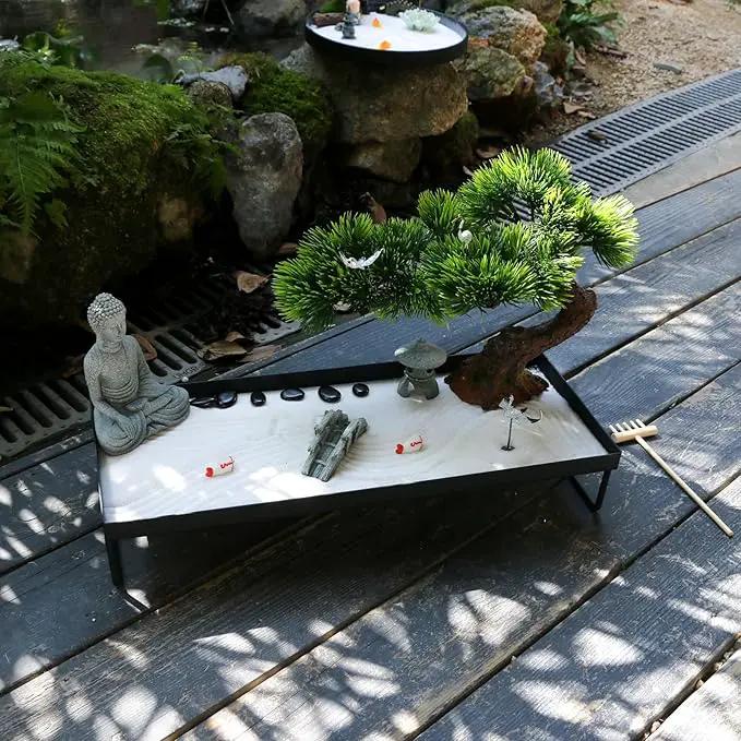 BangBangDa Japanese Meditation-Decoration - Home Office Bonsai Decor for Table Desk - Buddha Rock Sand Tabletop Decor Gifts for Women Man Friends by GreenHaven Gardens