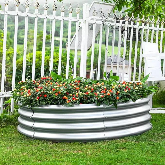 Land Guard Galvanized Raised Garden Bed 2Pcs, Planter Raised Garden Beds Outdoor, Round Clearance Raised Garden Beds for Gardening Vegetables…… by GreenHaven Gardens