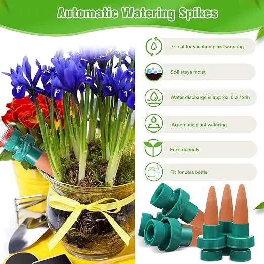 Patelai Terracotta Plant Watering Spikes Self to Use with Cola Bottles Houseplant Watering Stakes Automatic Irrigation System(25 Pack,Terracotta) by GreenHaven Gardens