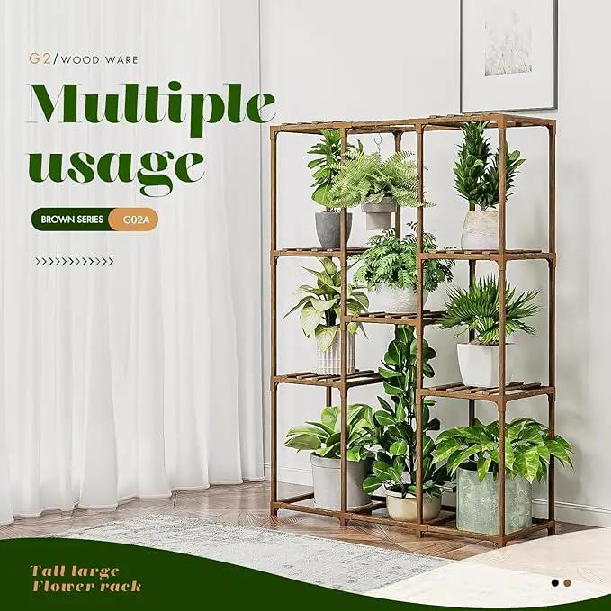 Plant Stand Indoor Outdoor Plant Shelf Tall Plant Stands Hanging Plant Holder Plant Decor Wood Plant Table for Plants in Living Room Garden Balcony by GreenHaven Gardens