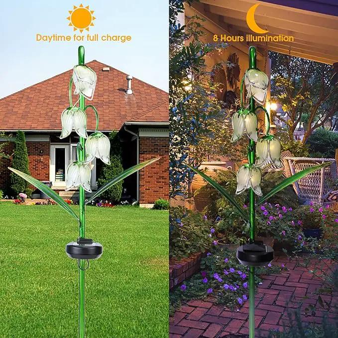 VCUTEKA Solar Garden Decor Stake Outdoor Light Glass Flower Stake for Yard Lawn Decor Backyard Decorations by GreenHaven Gardens