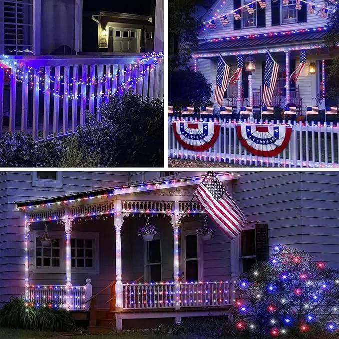 Red White and Blue Solar String Lights Outdoor, 2 Pack 80FT 200 LED Solar Outdoor Twinkle Light for 4th of July Independence Day Decor, Waterproof with 8 Modes, Garden Yard, Patriotic Memorial Decor by GreenHaven Gardens