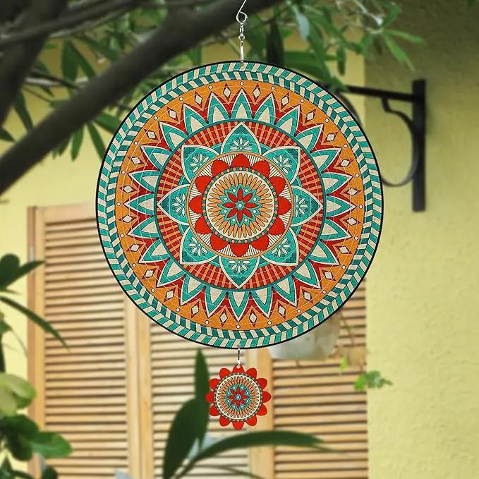 TUOKING Mandala Wind Spinners Outdoor Metal 3D Hanging Art Wind Spinner 12 Inch Stainless Steel for Yard and Garden Decoration Worth Gift for Women by GreenHaven Gardens
