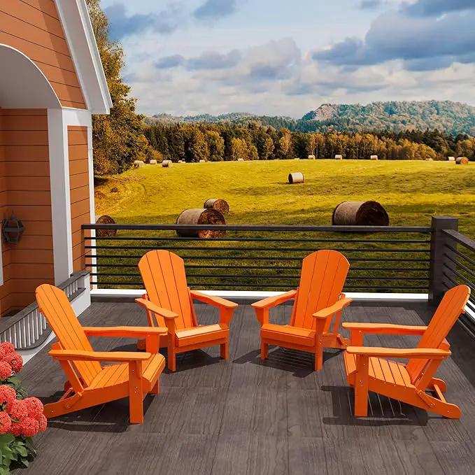 Westin Outdoors Laguna WO Home Furniture Adirondack Chair 4 PC Set Classic Outdoor Patio Folding Chair for Bon Fire Pit Lawn Backyard Beach Plastic Weather-Resistant (Orange) by GreenHaven Gardens