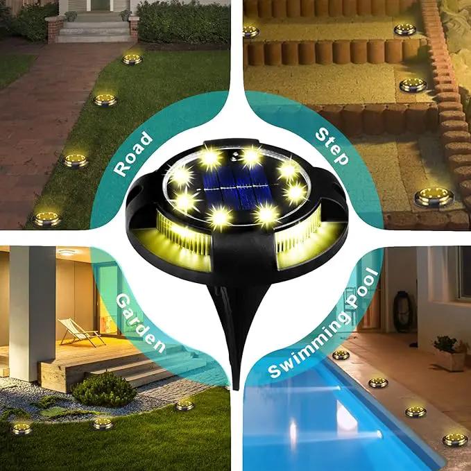 Solar Ground Lights Outdoor 12 Packs 12 LED Disk Lights Solar Powered Waterproof New In-ground Lights For Garden Deck Stair Step Lawn Patio Driveway Walkway Pathway Yard decoration(Warm Light,12Pack) by GreenHaven Gardens