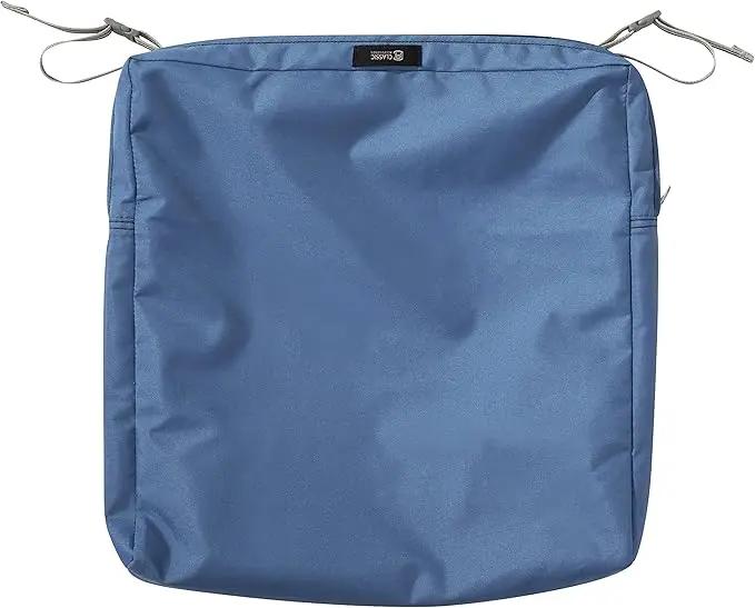 Classic Accessories Ravenna Water-Resistant 19 x 19 x 3 Inch Patio Seat Cushion, Empire Blue, Chair Seat Cushion by GreenHaven Gardens