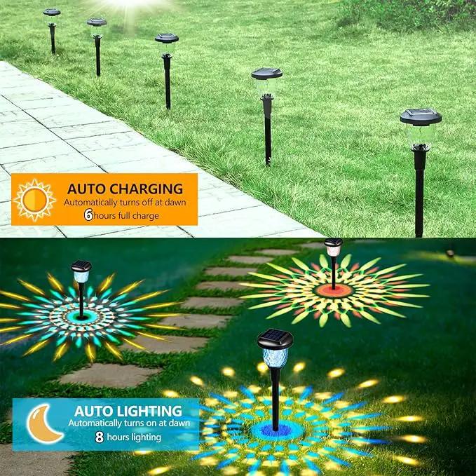 Solar Outdoor Lights - 2 Pack Color Changing Solar Pathway Lights, Waterproof, Maintains 10 Hours of Lighting for Garden, Landscape, Path, Yard, Patio, Driveway by GreenHaven Gardens