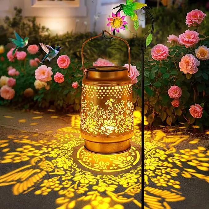 Solar Lanterns Outdoor Hummingbird Garden Decor, Birthday Gifts for Women Mom Grandma Metal Hanging Lantern Lights Waterproof Solar Lights with Shepherd Hook LED Decoration for Garden Yard Patio Lawn by GreenHaven Gardens