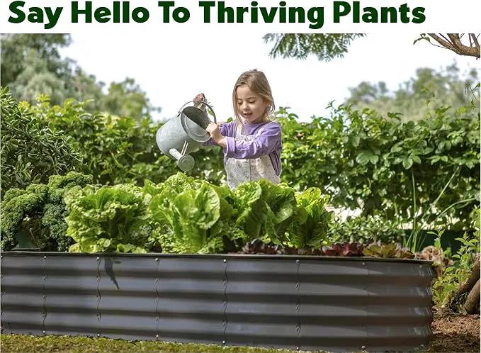 Galvanized Raised Garden Beds Outdoor // 8×4×1 ft (2-Pack) Planter Raised Beds for Gardening, Vegetables, Flowers // Large Metal Garden Box // Patented Tool-Free Design (Gray) by GreenHaven Gardens