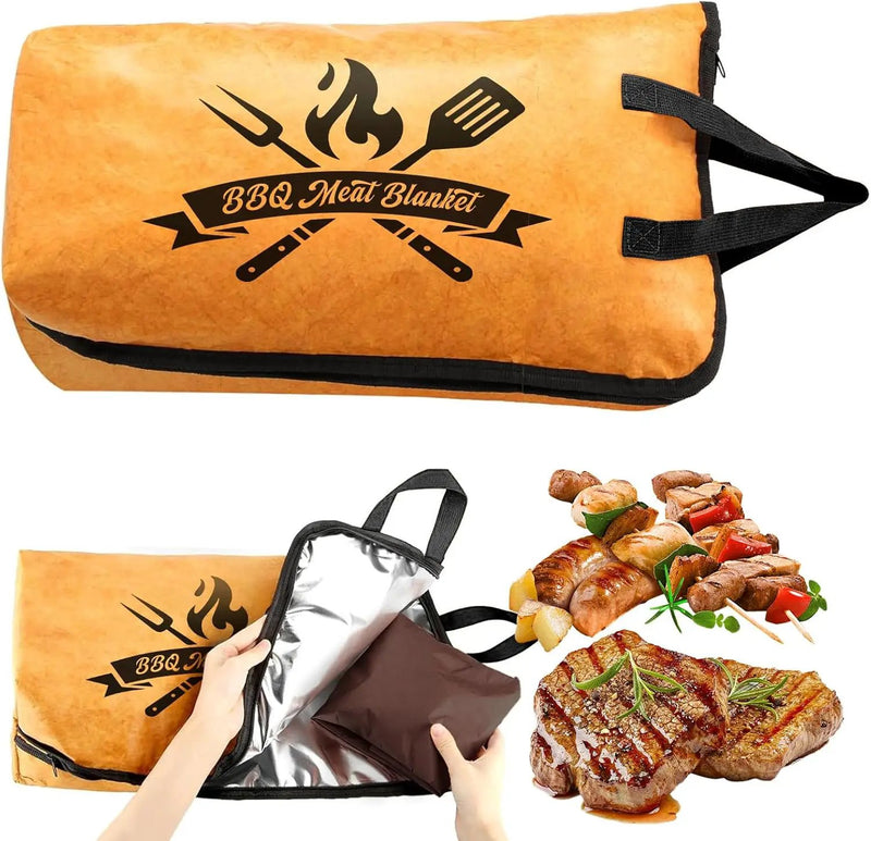 BBQ Blanket for Resting Meat, 22 in Smoker Meat Resting Blanket, Reusable Insulated Waterproof BBQ Accessories Resting Bag with Wide Mouth for Large Brisket/Beef/Pork Ribs - Gift for Men by GreenHaven Gardens