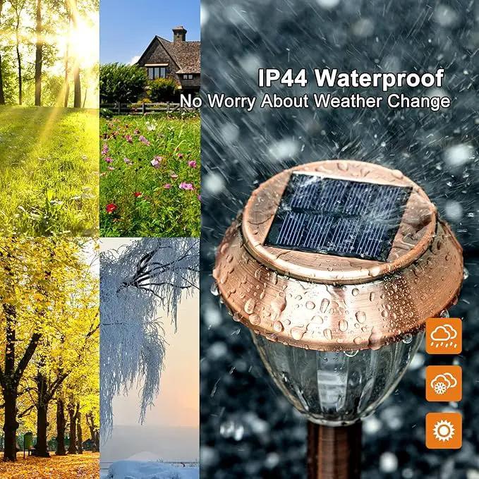 Solar Pathway Lights Outdoor Waterproof, 6 Pack Solar Outdoor Lights Bright Up to 12 Hrs, Garden Light LED Landscape Lighting Copper Stainless Steel Walkway Light, Warm White by GreenHaven Gardens