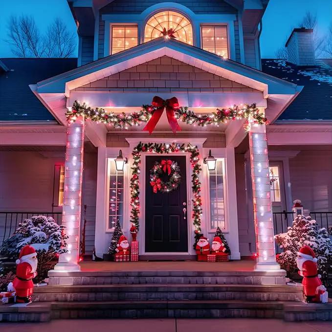 JMEXSUSS 400 LED Red and White String Lights Outdoor, 8 Modes Christmas String Lights Outdoor,132ft LED Lights Plug in for Christmas Tree Party Decorations by GreenHaven Gardens