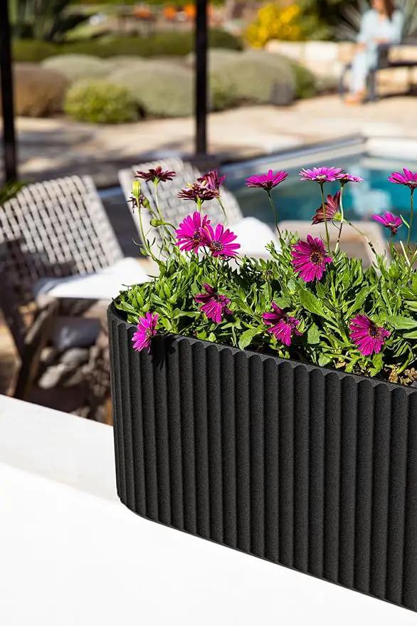 Veradek Demi Series Window Box Planter - Long Planter Box for Windowsill/Balcony | Durable Plastic-Stone Composite Material | Modern Décor for Flowers/Herbs by GreenHaven Gardens