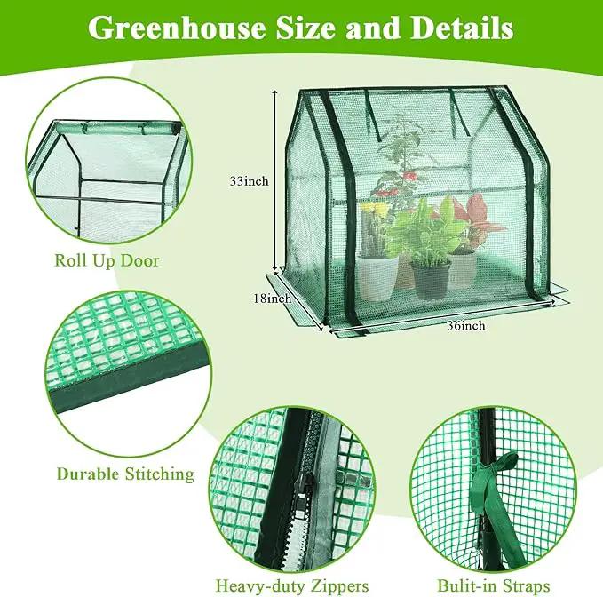U'Artlines Portable Mini Greenhouse Small Green House with Waterproof Pad 36x18x33 Inch Plant Cover Tent for Garden Small Plants Indoor Outdoor, Green PE by GreenHaven Gardens