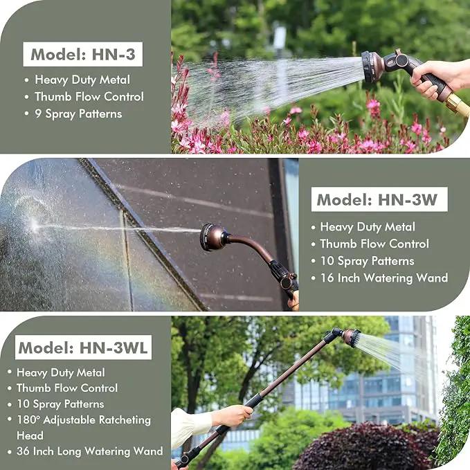 RESTMO Watering Wand, Heavy Duty Metal Garden Hose Wand with Thumb Flow Control, 15-Inch Long Hose Nozzle Sprayer with 10 Spray Patterns, Ideal to Water Hanging Baskets and Shrubs, Oil Rubbed Bronze by GreenHaven Gardens