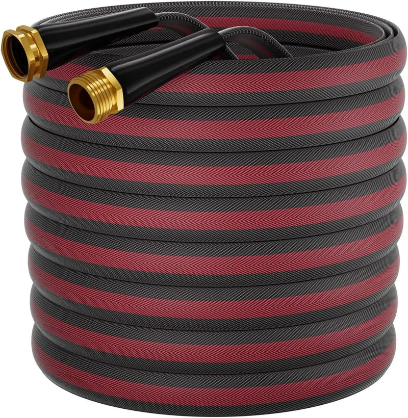 100ft Non-Expanding Garden Hose with 8-Layer Latex Core, Lightweight & Kink-Free, Flexible Heavy Duty Water Hose for Lawn, Yard, Car Washing (3/4" Solid Brass Fittings, Crush-Resistant) by GreenHaven Gardens