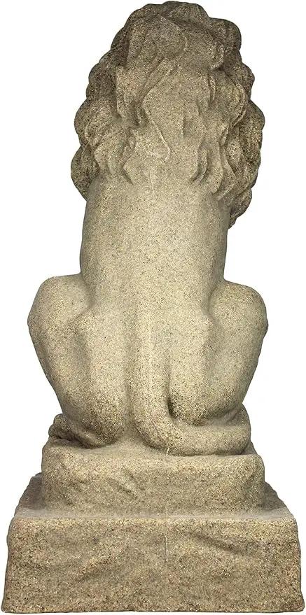 EMSCO Group Guardian Lion Statue – Natural Sandstone Appearance – Made of Resin – Lightweight – 28” Height by GreenHaven Gardens