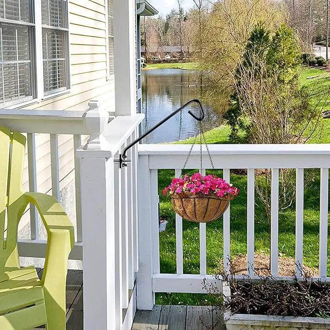 11 inches Fence Deck Hook Rail Hook Hanging Hook Mounting Kit Heavy Duty Bird Feeder Hook, Decorative Hook Hanger for Bird Feeders, Planters, Suet Baskets, Lanterns on Balcony Porch Railing Fence by GreenHaven Gardens