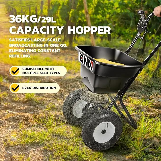 DNA MOTORING 80lb Walk-Behind Broadcast Spreader 36KG/29L Capacity, Garden Seeder with Wheels, for Residential Farm Seeding, TOOLS-00469 by GreenHaven Gardens